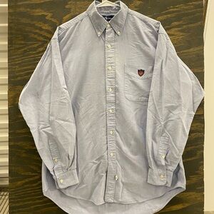 Ralph Lauren Men’s M Blue Oxford Button-Down Shirt 100% Cotton Crest Patch